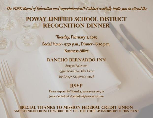 1 - PUSD Recognition Dinner Invitation 2015